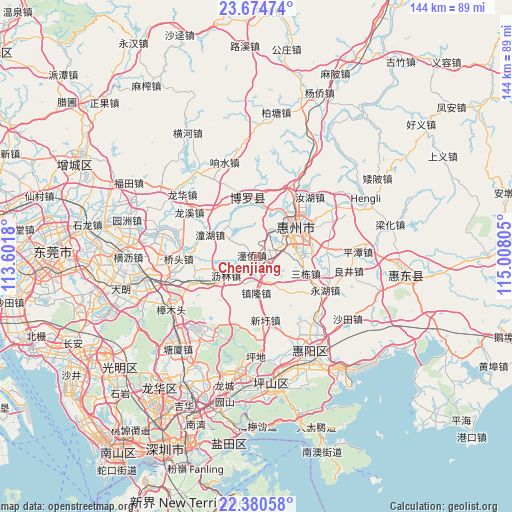 Chenjiang on map