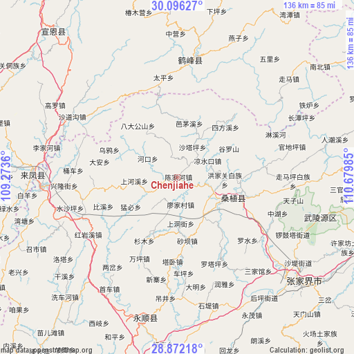 Chenjiahe on map