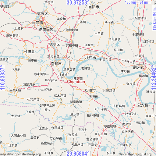 Chendian on map