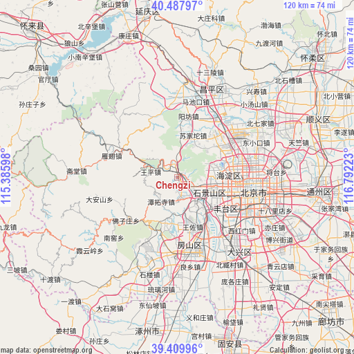 Chengzi on map
