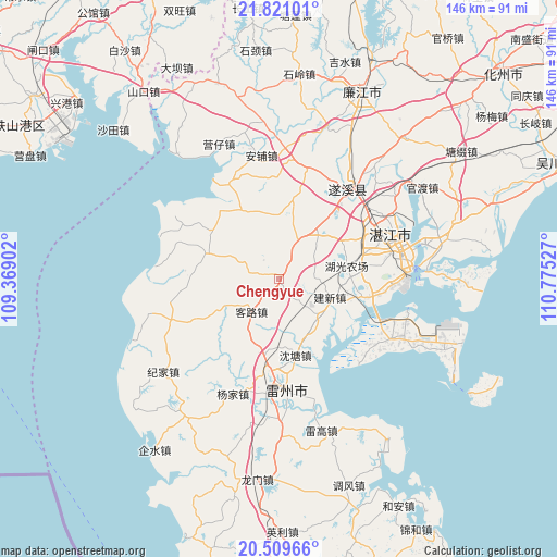 Chengyue on map