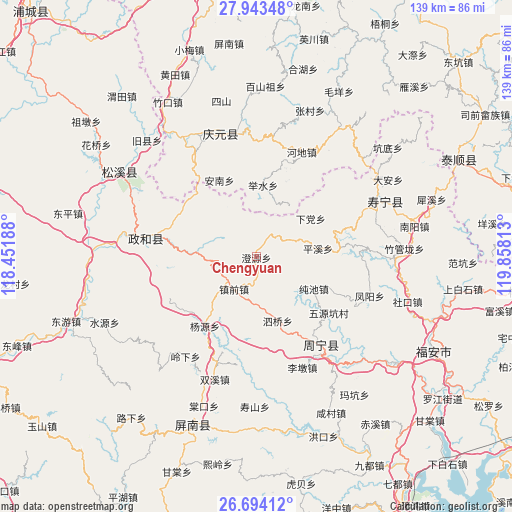 Chengyuan on map