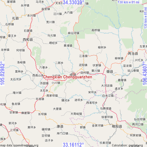 Chengxian Chengguanzhen on map