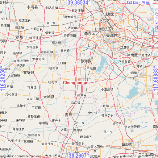 Chenguantun on map