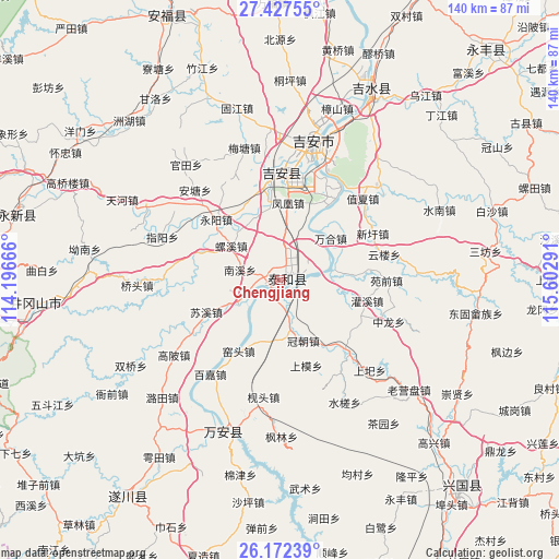 Chengjiang on map