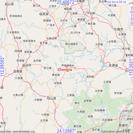 Chengjia on map