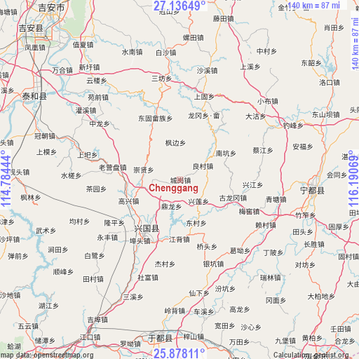 Chenggang on map