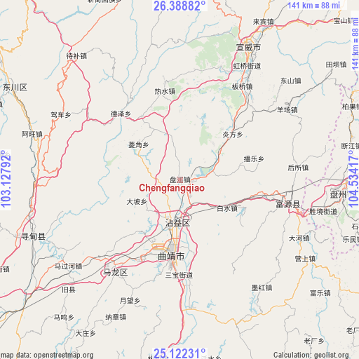 Chengfangqiao on map