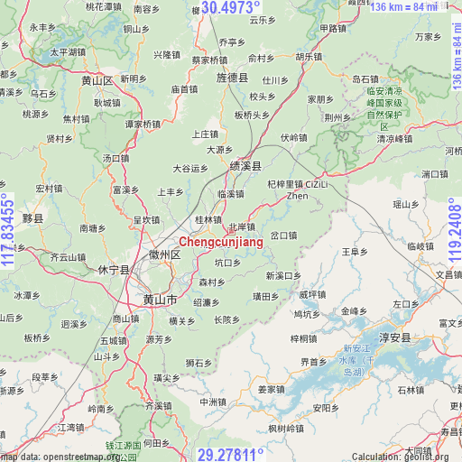 Chengcunjiang on map