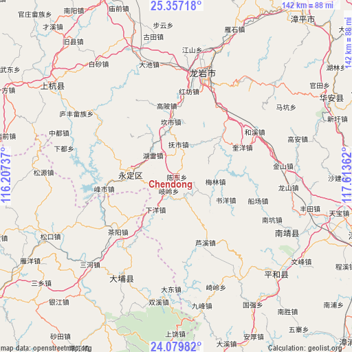 Chendong on map