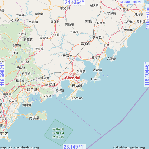 Chendai on map