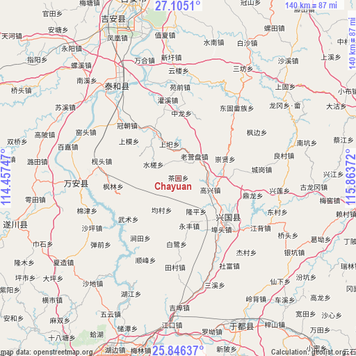 Chayuan on map