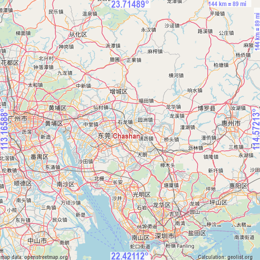 Chashan on map