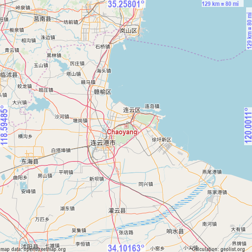 Chaoyang on map