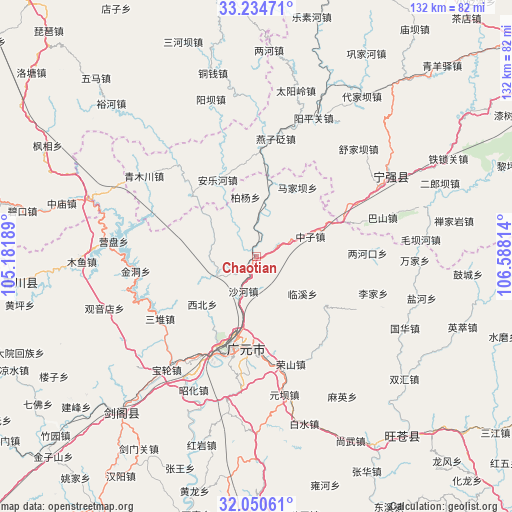 Chaotian on map