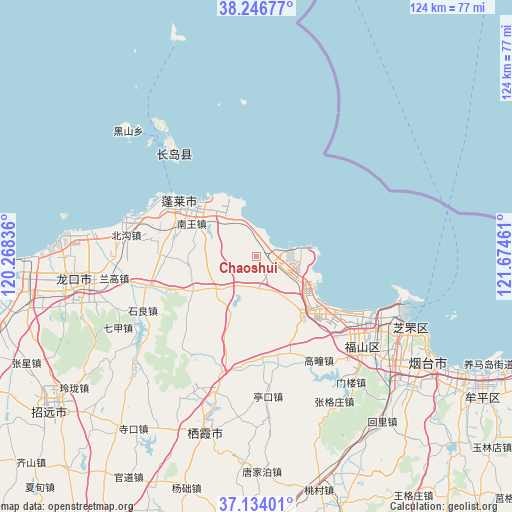 Chaoshui on map