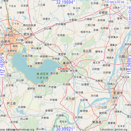 Chaohu on map