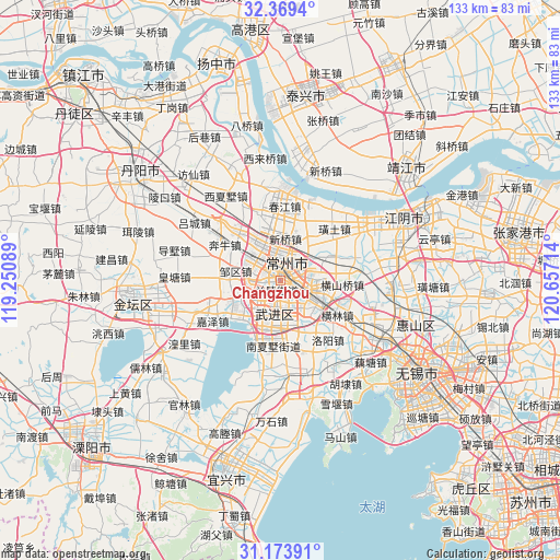 Changzhou on map