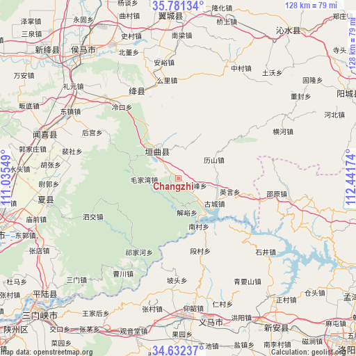 Changzhi on map