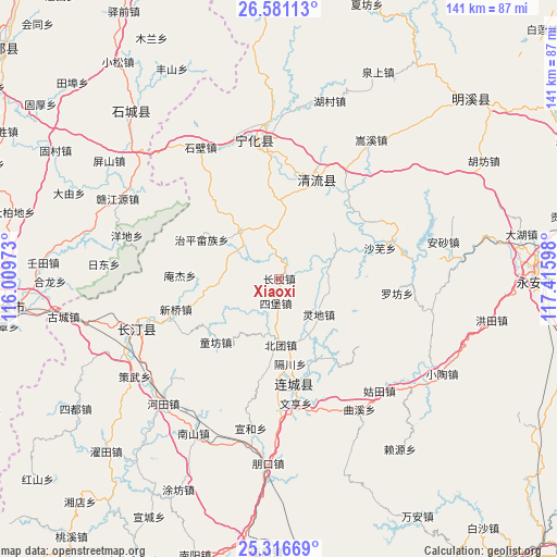 Xiaoxi on map