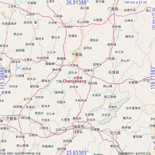 Changsheng on map