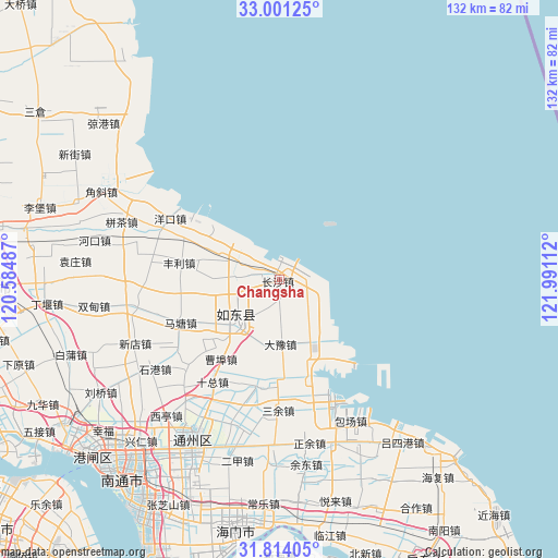 Changsha on map