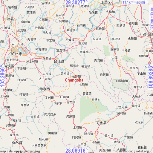 Changsha on map