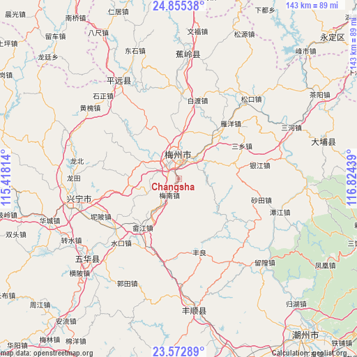 Changsha on map