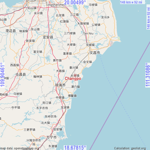 Changpo on map