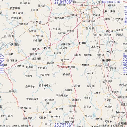 Yiyang on map