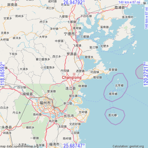 Changlong on map