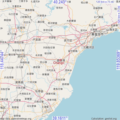 Changli on map