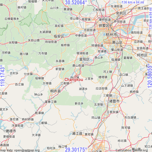 Changkou on map