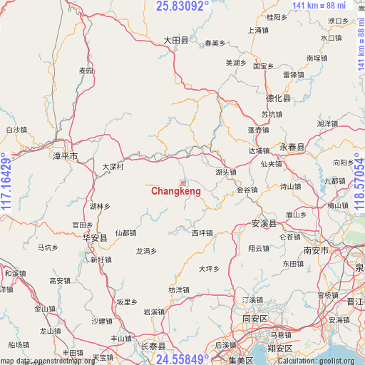 Changkeng on map