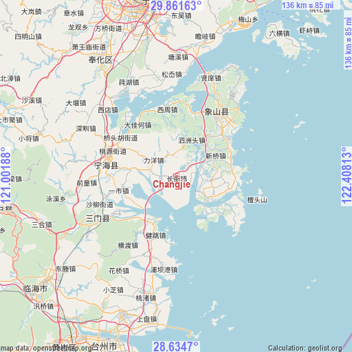 Changjie on map