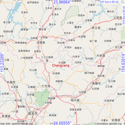 Changjiang on map