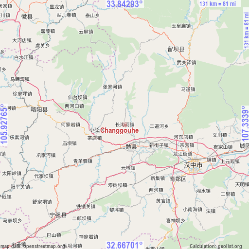 Changgouhe on map