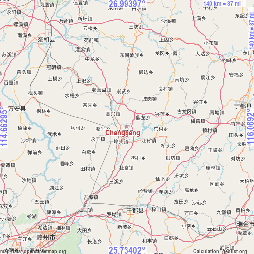 Changgang on map