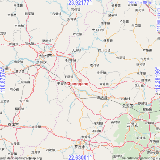 Changgang on map