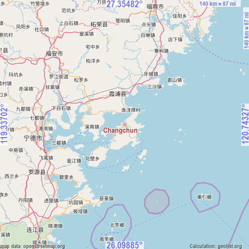 Changchun on map