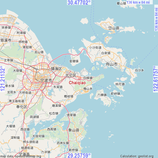 Chaiqiao on map