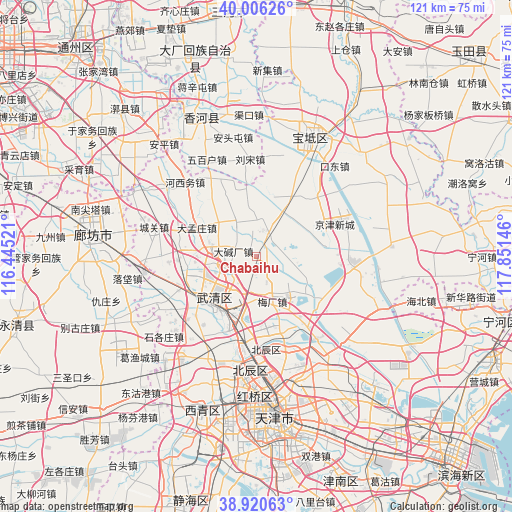 Chabaihu on map