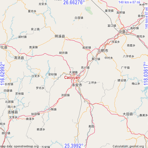 Caoyuan on map