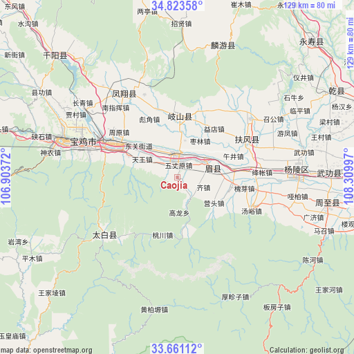 Caojia on map