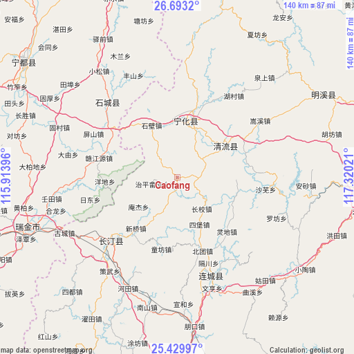 Caofang on map