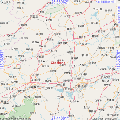 Caochang on map