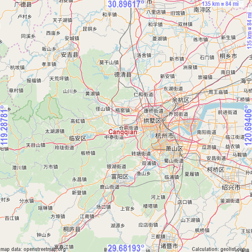 Cangqian on map