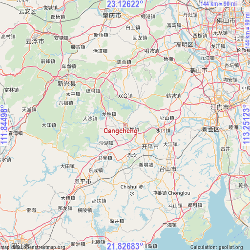 Cangcheng on map