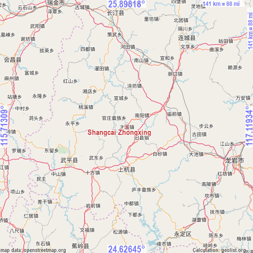 Shangcai Zhongxing on map