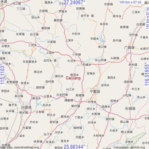 Caijiang on map